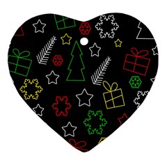 Colorful Xmas Pattern Ornament (heart) 