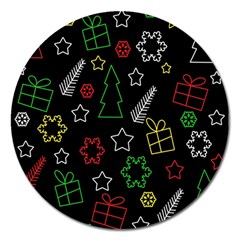 Colorful Xmas Pattern Magnet 5  (round) by Valentinaart
