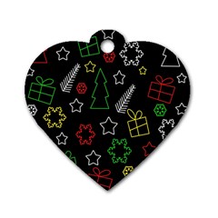 Colorful Xmas Pattern Dog Tag Heart (two Sides) by Valentinaart