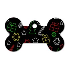 Colorful Xmas Pattern Dog Tag Bone (one Side) by Valentinaart