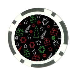 Green And  Red Xmas Pattern Poker Chip Card Guards (10 Pack)  by Valentinaart