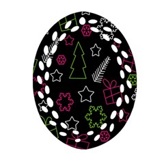 Elegant Xmas Pattern Ornament (oval Filigree)  by Valentinaart