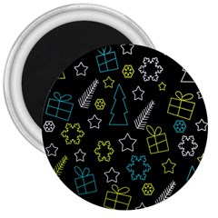 Xmas Pattern - Blue And Yellow 3  Magnets by Valentinaart