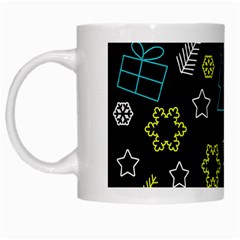 Xmas Pattern - Blue And Yellow White Mugs by Valentinaart