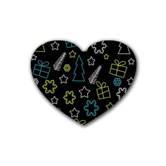 Xmas Pattern - Blue And Yellow Heart Coaster (4 Pack)  by Valentinaart