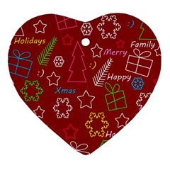 Red Xmas Pattern Ornament (heart) 