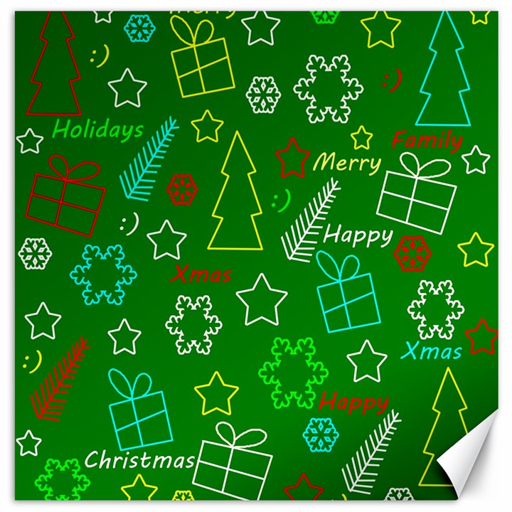 Green Xmas pattern Canvas 16  x 16  