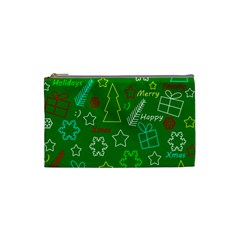 Green Xmas Pattern Cosmetic Bag (small)  by Valentinaart