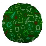 Green Xmas pattern Large 18  Premium Round Cushions Back