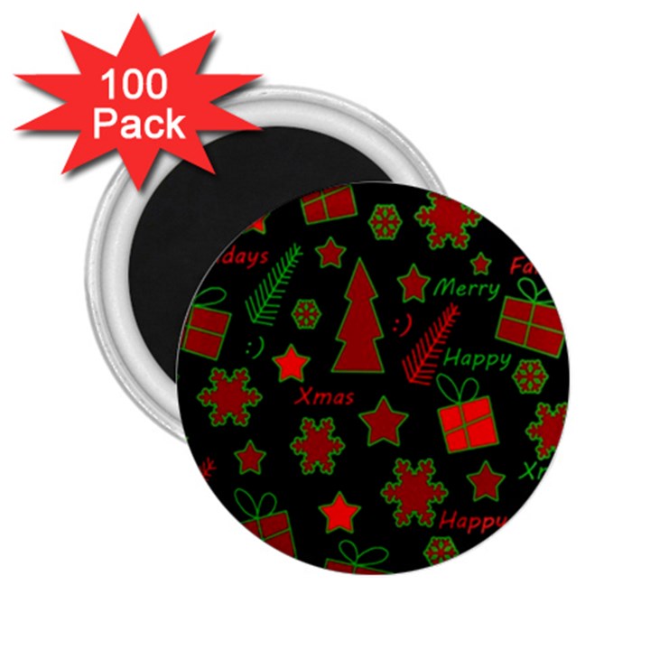 Red and green Xmas pattern 2.25  Magnets (100 pack) 