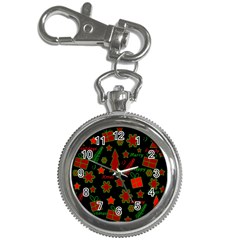 Red And Green Xmas Pattern Key Chain Watches by Valentinaart