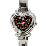 Red and green Xmas pattern Heart Italian Charm Watch Front