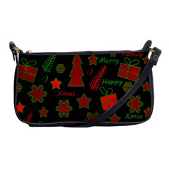 Red And Green Xmas Pattern Shoulder Clutch Bags by Valentinaart