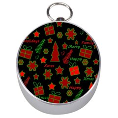 Red And Green Xmas Pattern Silver Compasses by Valentinaart