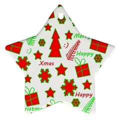 Red And Green Christmas Pattern Star Ornament (two Sides) 