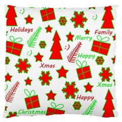 Red And Green Christmas Pattern Large Cushion Case (two Sides) by Valentinaart