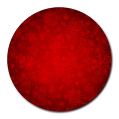 Decorative Red Christmas Background With Snowflakes Round Mousepads by TastefulDesigns