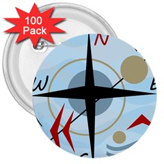 Compass 3  Buttons (100 pack) 