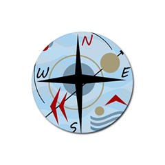 Compass Rubber Coaster (round)  by Valentinaart