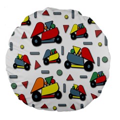 Toy Cars Pattern Large 18  Premium Flano Round Cushions by Valentinaart