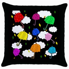 Umbrellas 2 Throw Pillow Case (black) by Valentinaart