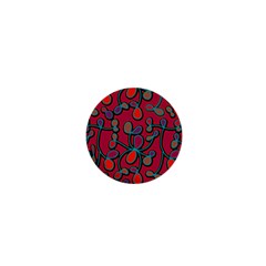 Red floral pattern 1  Mini Buttons