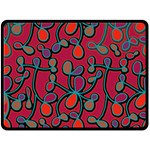 Red floral pattern Double Sided Fleece Blanket (Large)  80 x60  Blanket Front