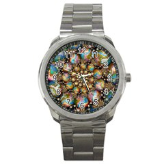 Marbled Spheres Spiral Sport Metal Watch by WolfepawFractals