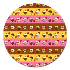 Cupcakes Pattern Magnet 5  (round) by Valentinaart