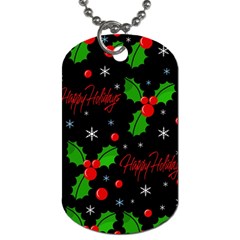 Happy Holidays Pattern Dog Tag (one Side) by Valentinaart