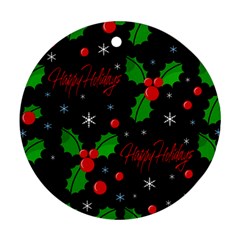 Happy Holidays Pattern Round Ornament (two Sides)  by Valentinaart