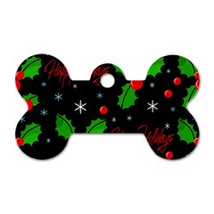 Happy Holidays Pattern Dog Tag Bone (two Sides) by Valentinaart