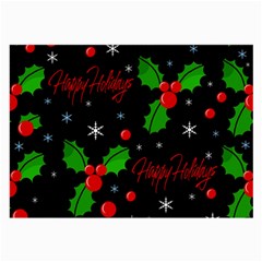 Happy Holidays Pattern Large Glasses Cloth (2-side) by Valentinaart