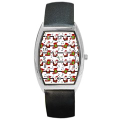 Xmas Song Pattern Barrel Style Metal Watch by Valentinaart