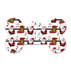 Xmas Song Pattern Dog Tag Bone (two Sides) by Valentinaart