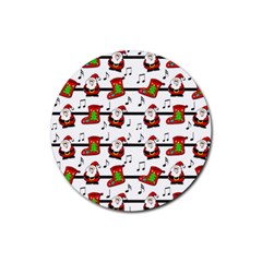 Xmas Song Pattern Rubber Round Coaster (4 Pack)  by Valentinaart