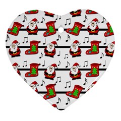 Xmas Song Pattern Heart Ornament (2 Sides) by Valentinaart