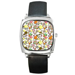 Xmas Candy Pattern Square Metal Watch by Valentinaart