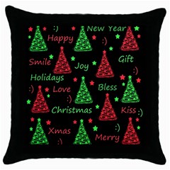 New Year Pattern - Red And Green Throw Pillow Case (black) by Valentinaart