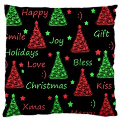 New Year Pattern - Red And Green Large Cushion Case (two Sides) by Valentinaart