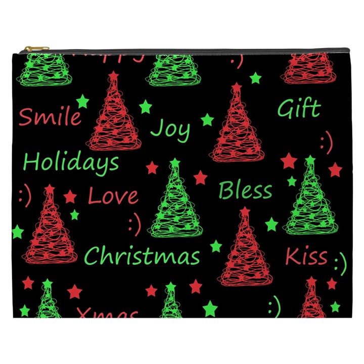 New Year pattern - red and green Cosmetic Bag (XXXL) 