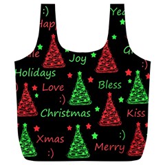 New Year Pattern - Red And Green Full Print Recycle Bags (l)  by Valentinaart