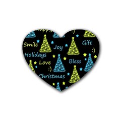 New Year Pattern - Blue And Yellow Heart Coaster (4 Pack)  by Valentinaart