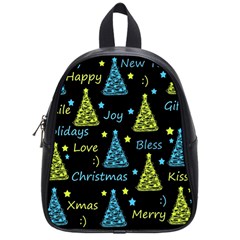 New Year Pattern - Blue And Yellow School Bags (small)  by Valentinaart