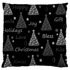 New Year Pattern - Gray Large Cushion Case (one Side) by Valentinaart