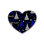 New Year pattern - blue Heart Coaster (4 pack)  Front