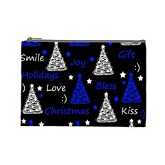 New Year pattern - blue Cosmetic Bag (Large) 