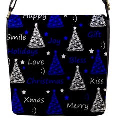 New Year pattern - blue Flap Messenger Bag (S)