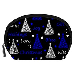 New Year pattern - blue Accessory Pouches (Large) 