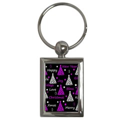 New Year Pattern - Purple Key Chains (rectangle)  by Valentinaart